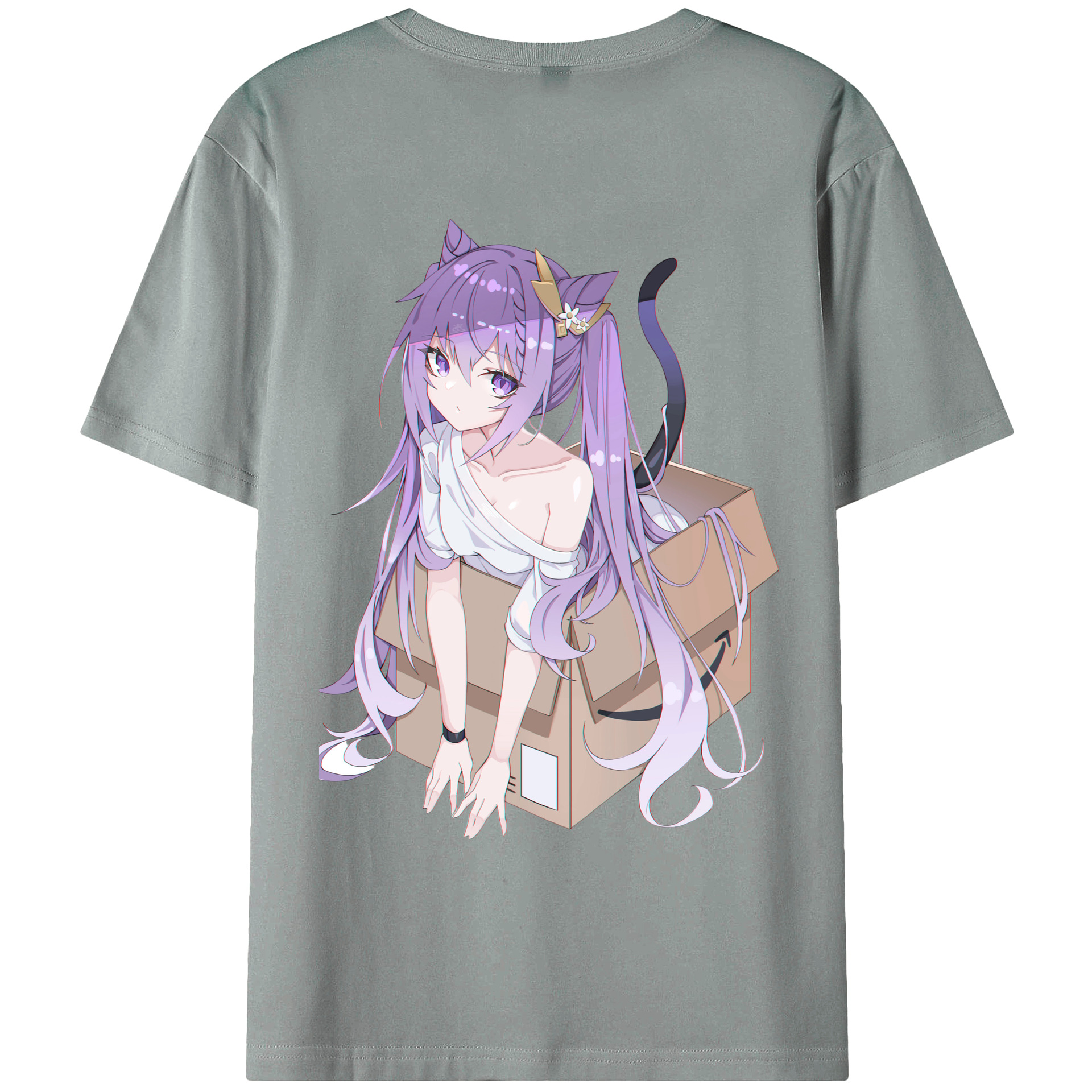 げんし神 刻晴 こくせい genshin Kokusei 綿100％ メンズ半袖Tシャツ（バックプリント） 通気性